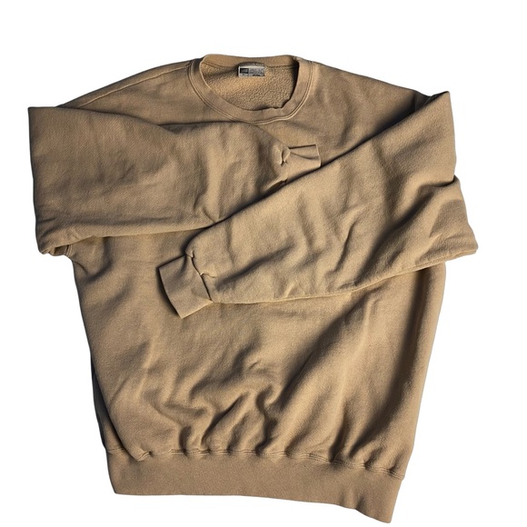Vintage Cropped Beige Crewneck Sweater Tan - Picture 1 of 6